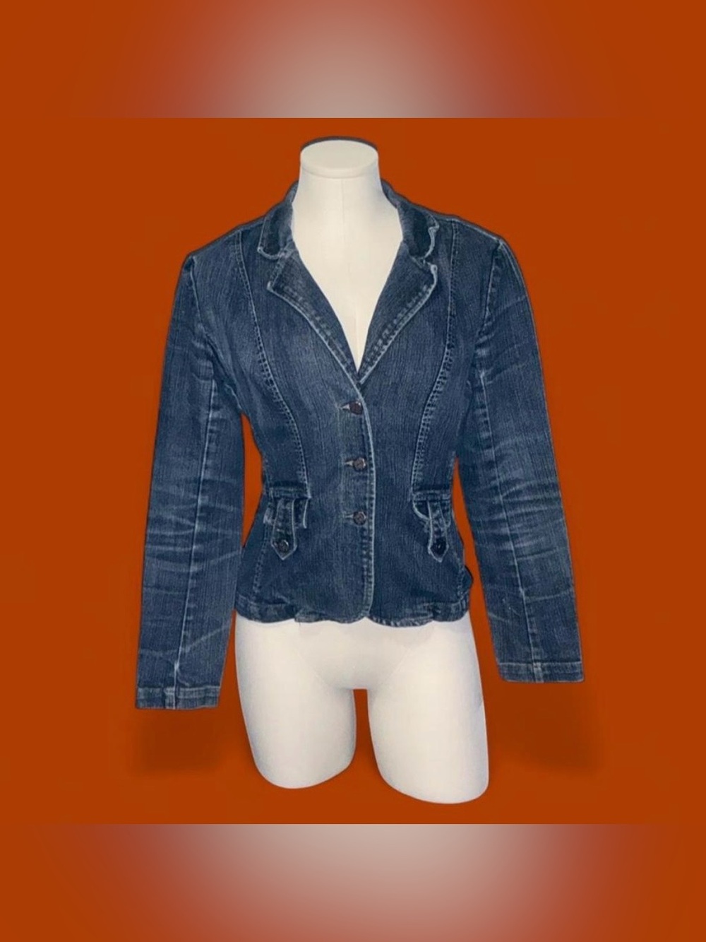 Women's Dark Blue Denim Blazer Jacket